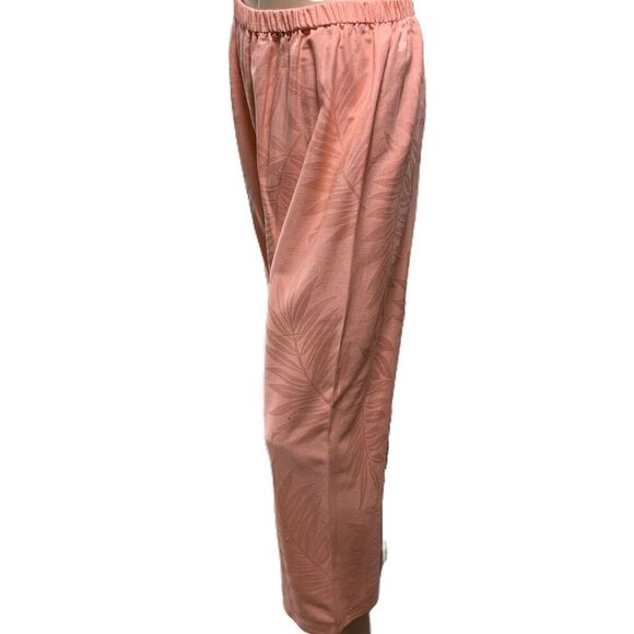 Dana Gibson Coral Floral Pattern Elastic Waist Silk Pants Sz Lg Coastal Grandma - Picture 12 of 14